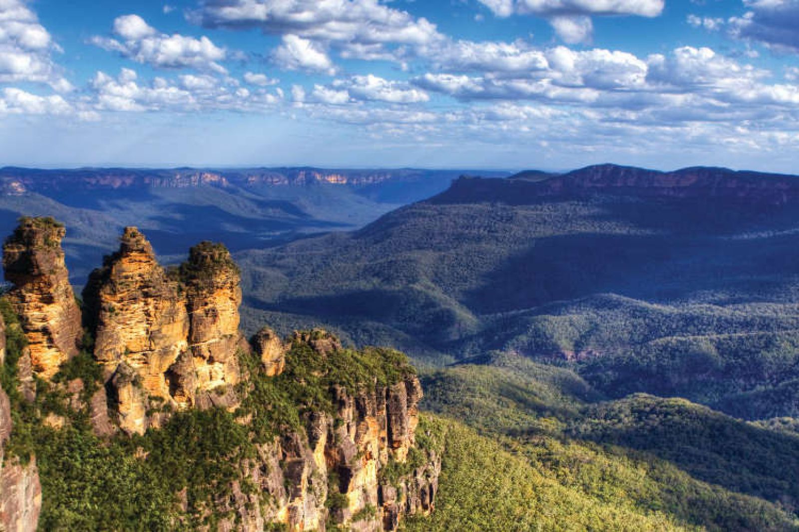 landscape, blue mountains