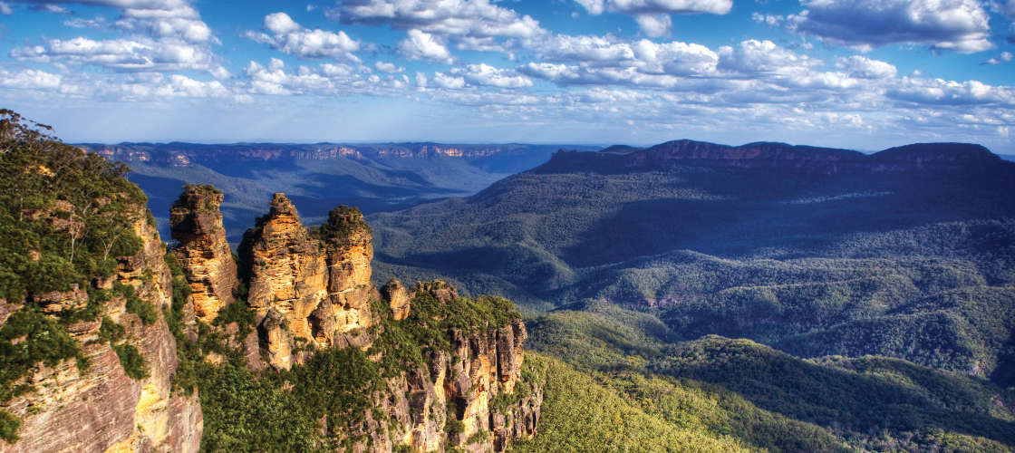 landscape, blue mountains